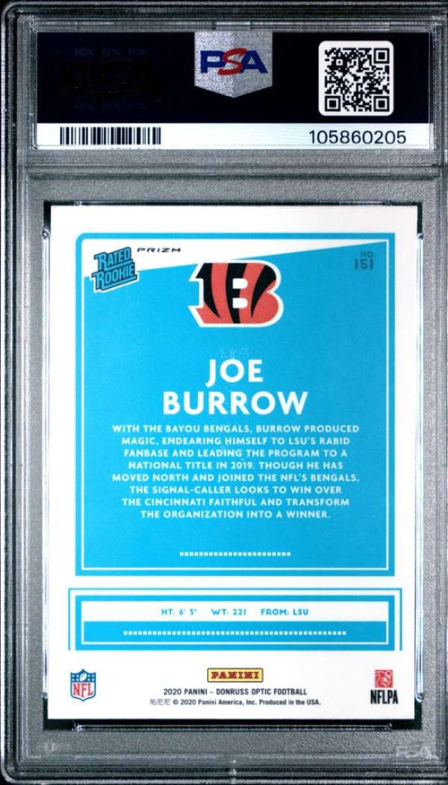 2020 Donruss Optic - Holo #151 Joe Burrow PSA PSA 9 SN105860205